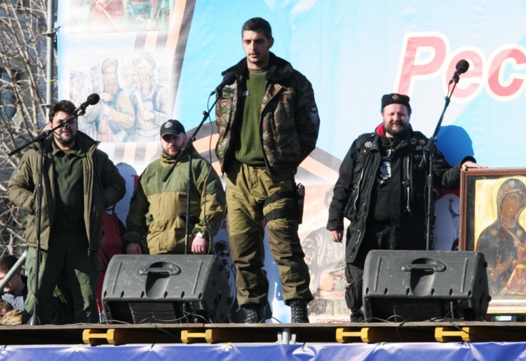 2578457 02/23/2015 The self-defense fighter of the Donetsk People's Republic known by the call signal "Givi", center, during a presentation of award to self-defense fighters in Donetsk. Mikhail Parhomenko/RIA Novosti