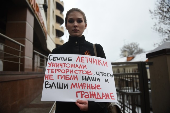 Пикет около посольства Турции в Москве. Фото Sputnik/Scanpix