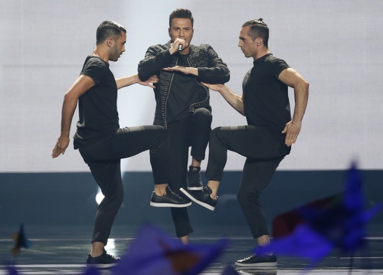 Cyprus's Hovig performs the song "Gravity" during the Eurovision Song Contest 2017 Grand Final at the International Exhibition Centre in Kiev, Ukraine, May 13, 2017. REUTERS/Gleb Garanich