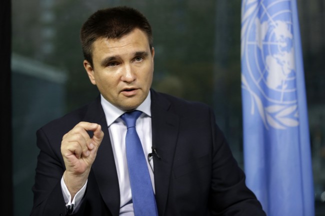 Ukrainian Foreign Minister Pavlo Klimkin is photographed during an interview with The Associated Press, Thursday, July 30, 2015 at United Nations headquarters.  (AP Photo/Mary Altaffer)