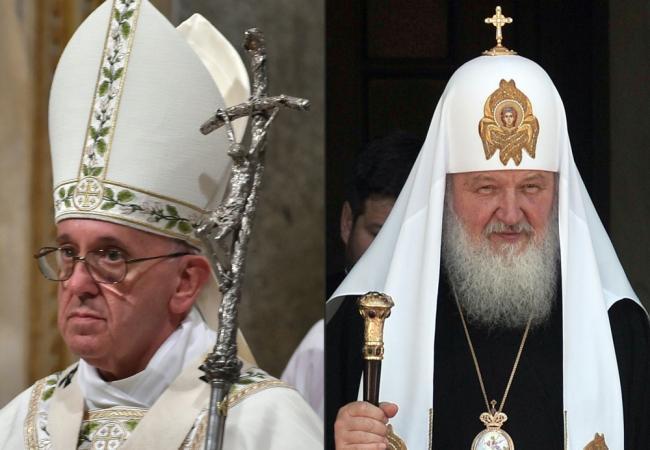 Папа Франциск и Патриарх Кирилл. Коллаж AFP/Scanpix