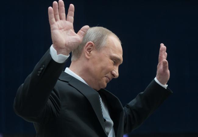 Владимир Путин сразу после окончания «Прямой линии». Фото Sputnik/Scanpix