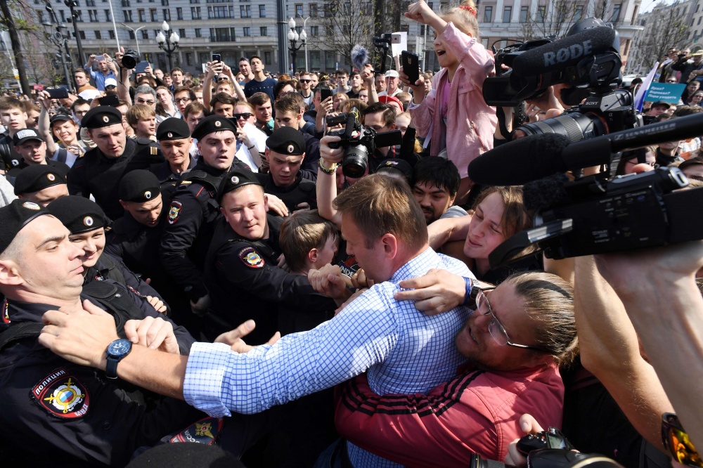 Алексей Навальный на Пушкинской площади. Фото AFP PHOTO / Scanpix/LETA

 / AFP PHOTO / Kirill KUDRYAVTSEV