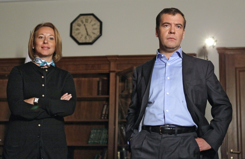 Наталья Тимакова и Дмитрий Медведев. Фото REUTERS/Scanpix/LETA