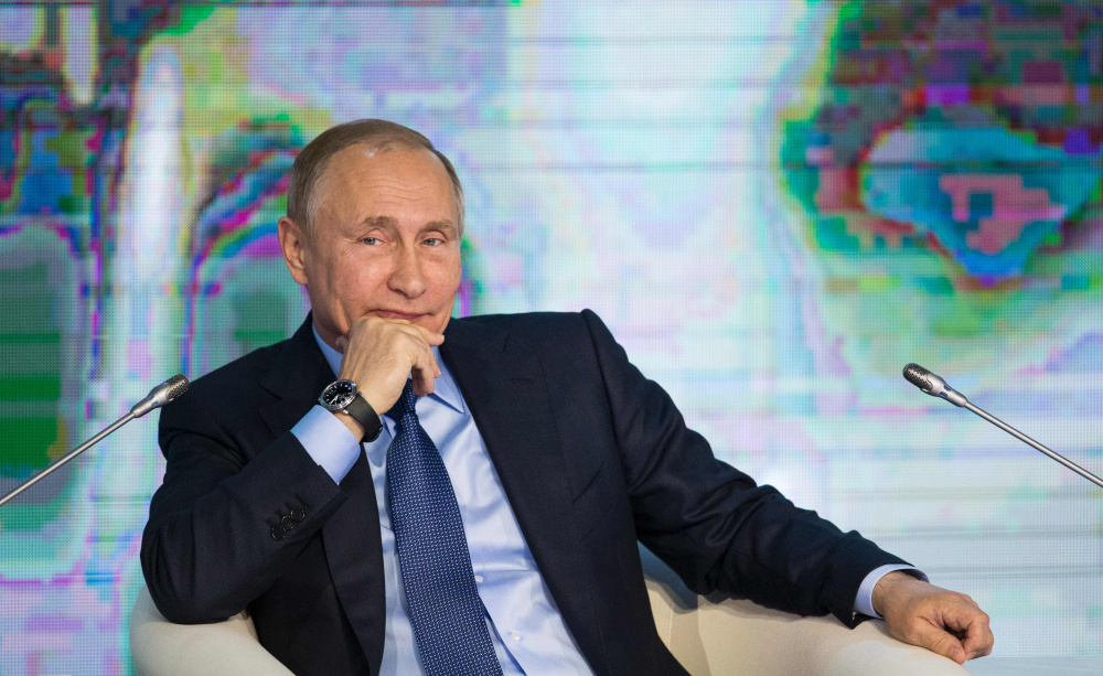 Президент России Владимир Путина на Российском деловом конгрессе в Москве. Фото AFP/Scanpix/Leta