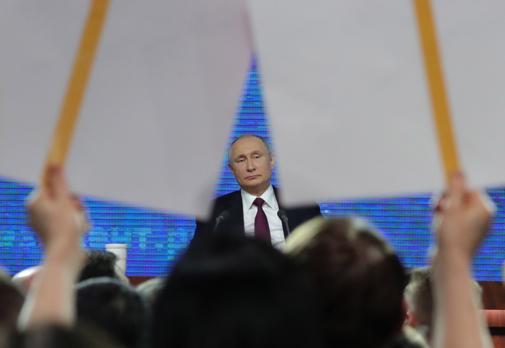 Владимир Путин на пресс-конференции. Фото Sputnik/Scanpix/Leta