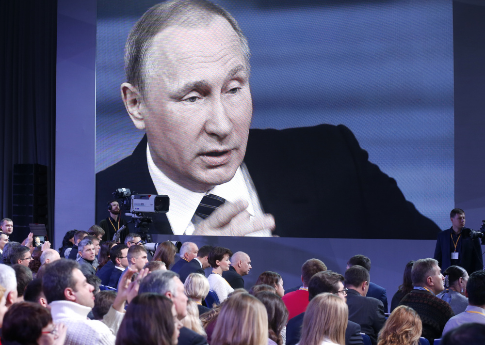 Ежегодная пресс-конференция Владимира Путина. Фото TASS/Scanpix/LETA