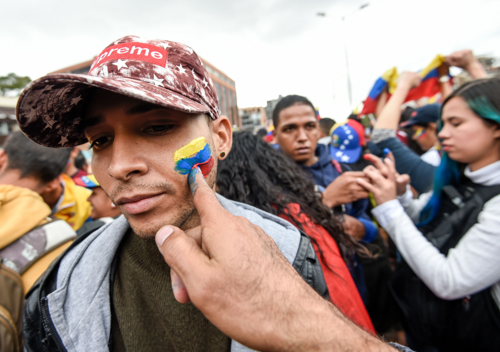Акция протеста в поддержку лидера оппозиции  Хуана Гуаидо в Венесуэле. Фото AFP/Scanpix/Leta