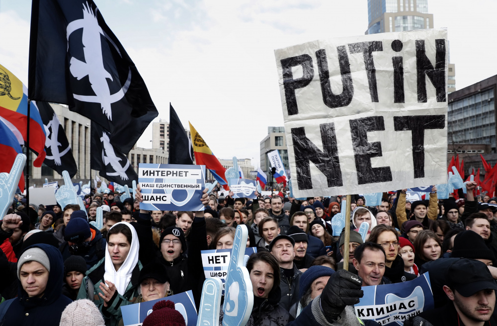 Митинг против изоляции интернета в Москве. Фото EPA/Scanpix/Leta