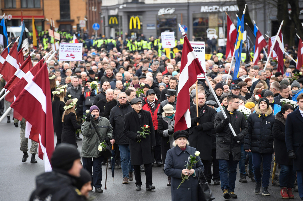 Шествие памяти легионеров Waffen SS в Риге, 2019 год. Фото AFP/Scanpix/Leta
