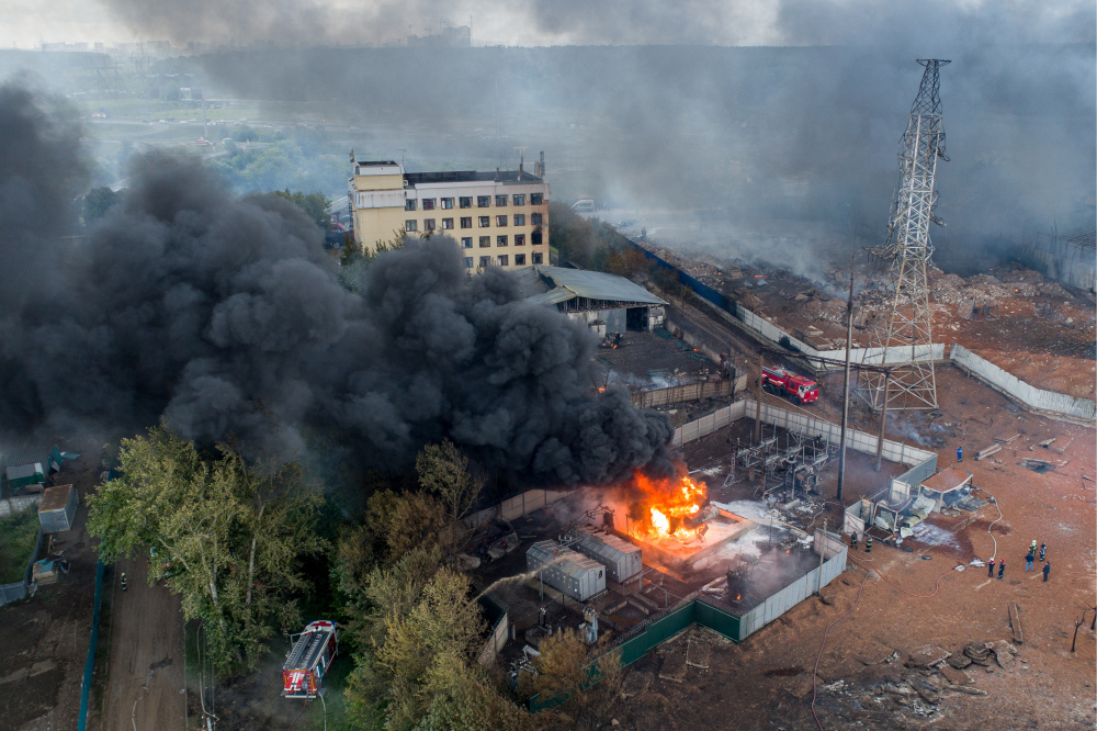 Пожар на газопроводе ТЭЦ «Северная». Фото TASS/Scanpix/Leta