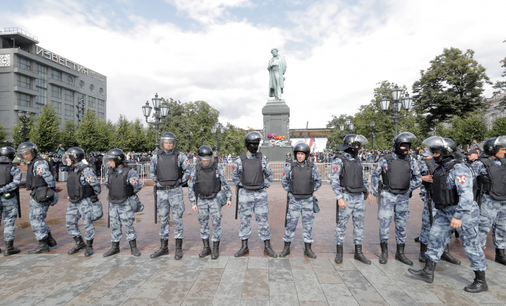 Оппозиционный протест на Пушкинской площади в Москве 3 августа 2019 г. Фото: MAXIM SHIPENKOV/TASS/Scanpix/Leta