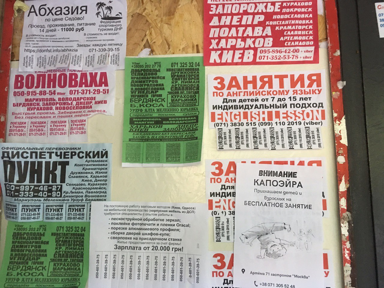 Объявления о дополнительном обучении в Донецке, август 2019 года. Фото Spektr.Press