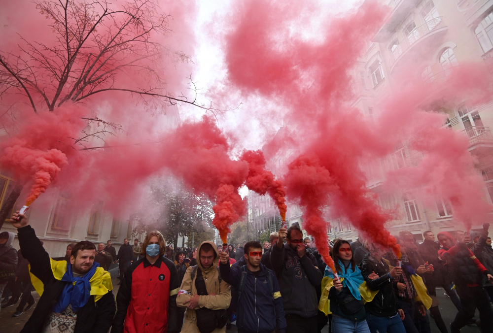 Акция протеста в Киеве 6 октября. Фото: GENYA SAVILOV/ TASS / Scanpix / Leta
