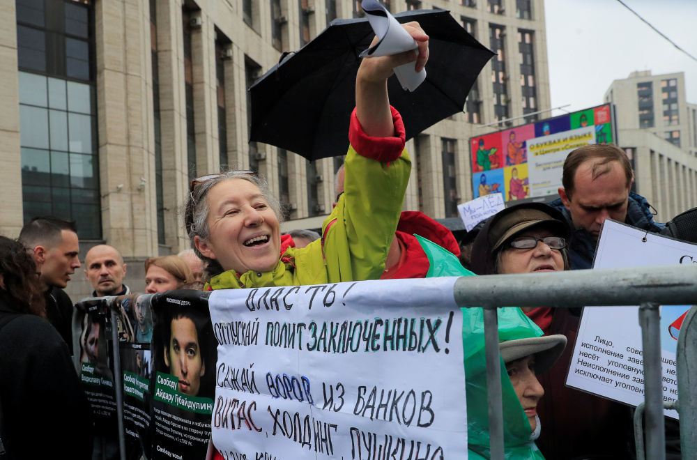 Митинг в поддержку политзаключенных в Москве, сентябрь 2019 г. Фото: TATYANA MAKEYEVA / TASS / Scanpix / Leta