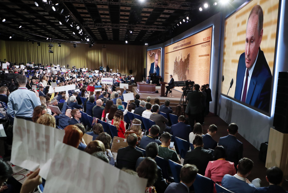 Пресс-конференция Владимира Путина. Фото: MAXIM SHIPENKOV / TASS / Scanpix / Leta