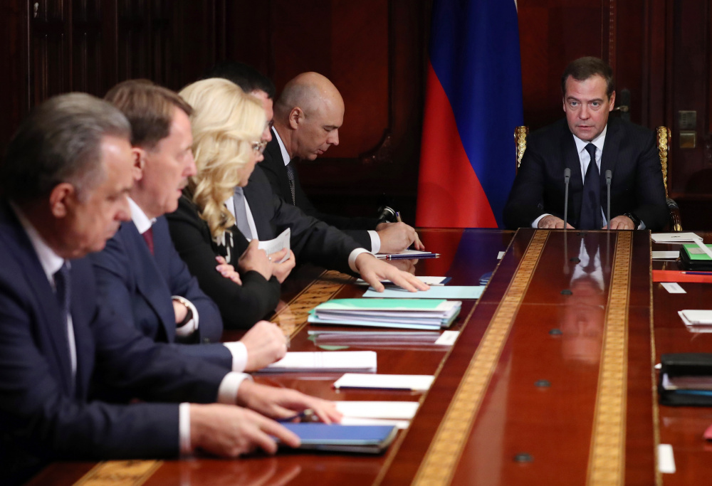 Дмитрий Медведев на встрече с Антоном Силуановым и членами правительства. Фото: Екатерина Штукина/TASS/Scanpix/Leta