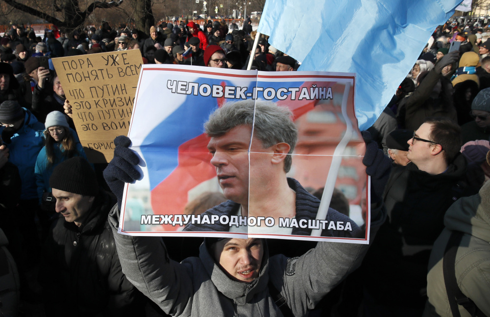 Марш Немцова в Санкт-Петербурге. Фото: Peter Kovalev / TASS / Scanpix / Leta