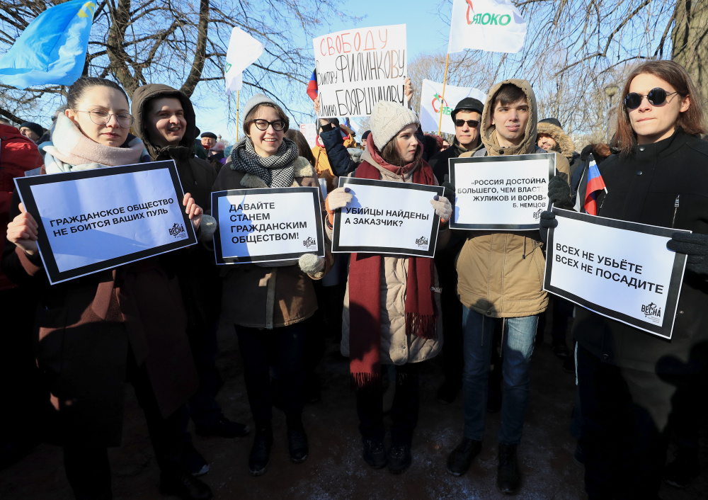 Марш Немцова в Санкт-Петербурге. Фото: Peter Kovalev / TASS / Scanpix / Leta