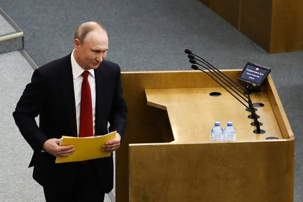 Президент РФ Владимир Путин в Госдуме. Фото Anton Novoderezhkin/TASS/Scanpix/LETA
