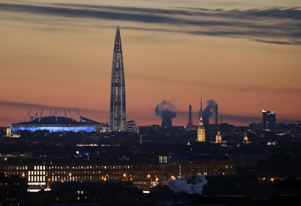 Санкт-Петербург, вид на "Газпром Арену" и "Лахта Центр". Фото Peter Kovalev/TASS/Scanpix/LETA