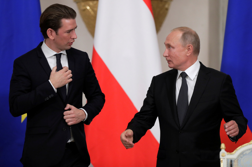 Себастиан Курц (слева) и Владимир Путин. Фото: POOL / TASS / Scanpix / Leta
