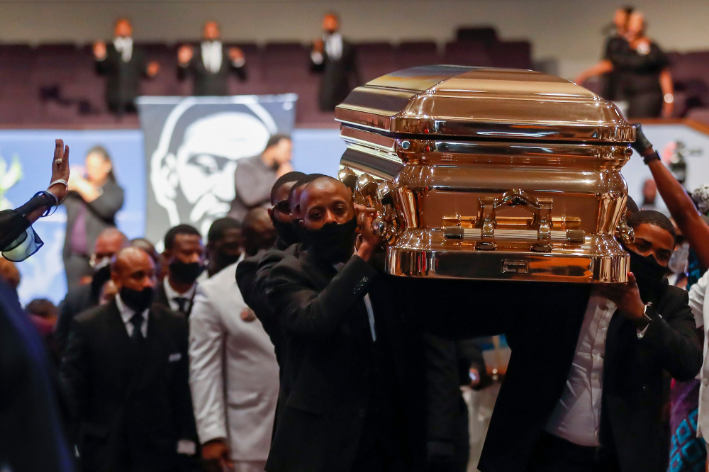 Гроб с телом Джорджа Флойда. Фото Scanpix/Photo by Godofredo A. VASQUEZ / POOL / AFP