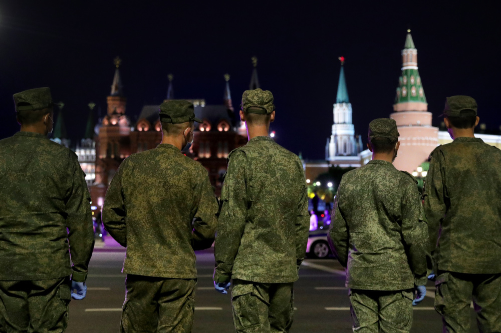Военные во время репетиции парада Победы в Москве. Фото TASS/Scanpix/Leta