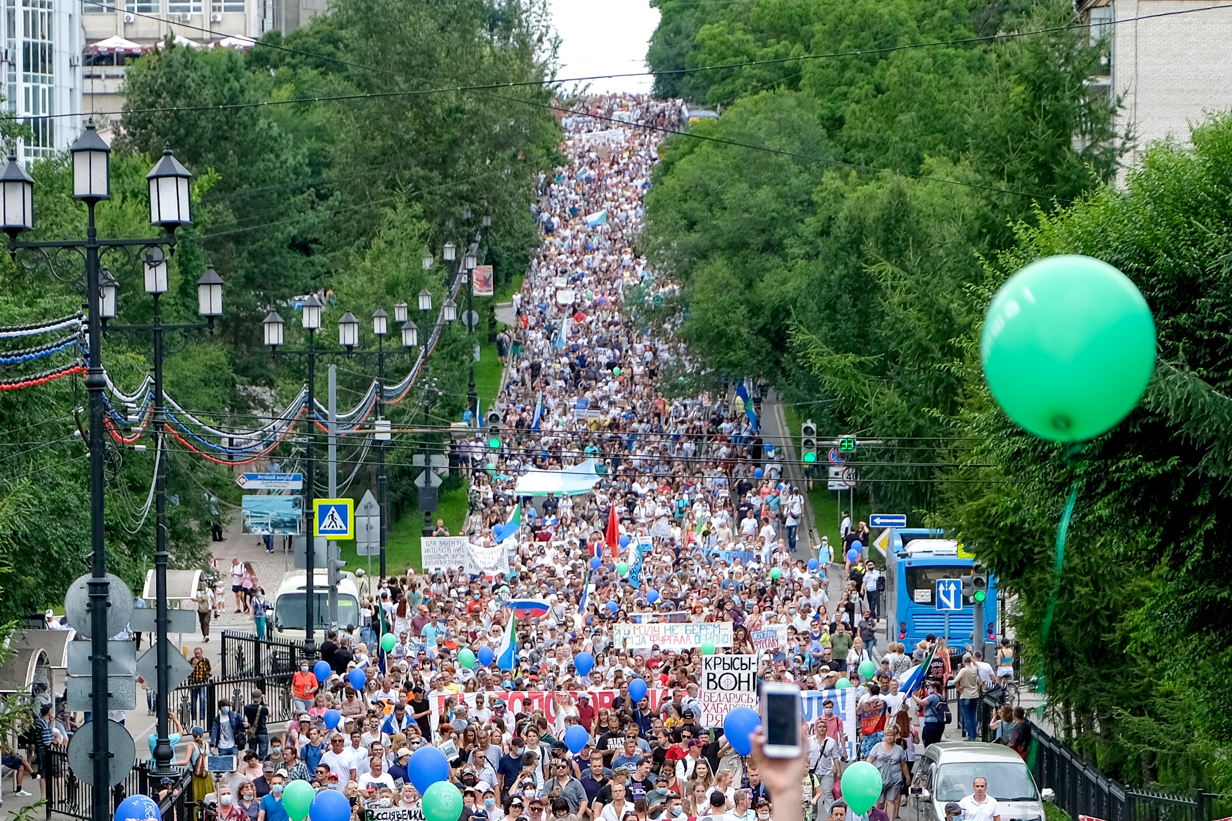 Протесты в Хабаровске 25 июля 2020 года. Фото Dmitry Morgulis/TASS/Scanpix/Leta