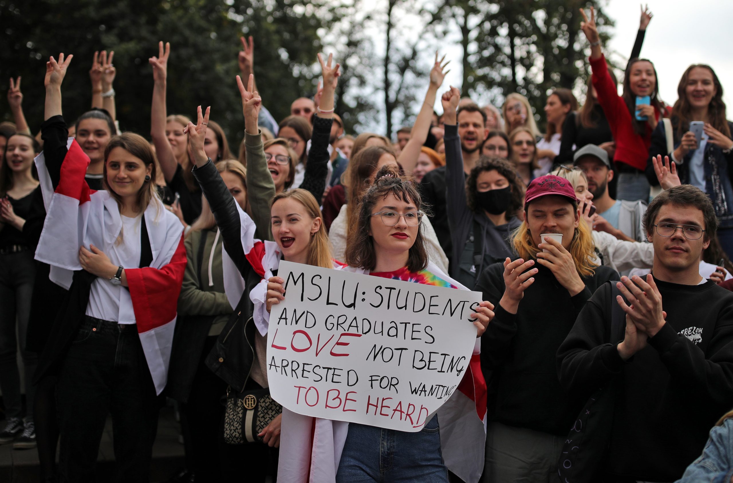 Суббота в Минске началась со студенческой акции протеста. Sergei Bobylev/TASS/Scanpix/Leta 