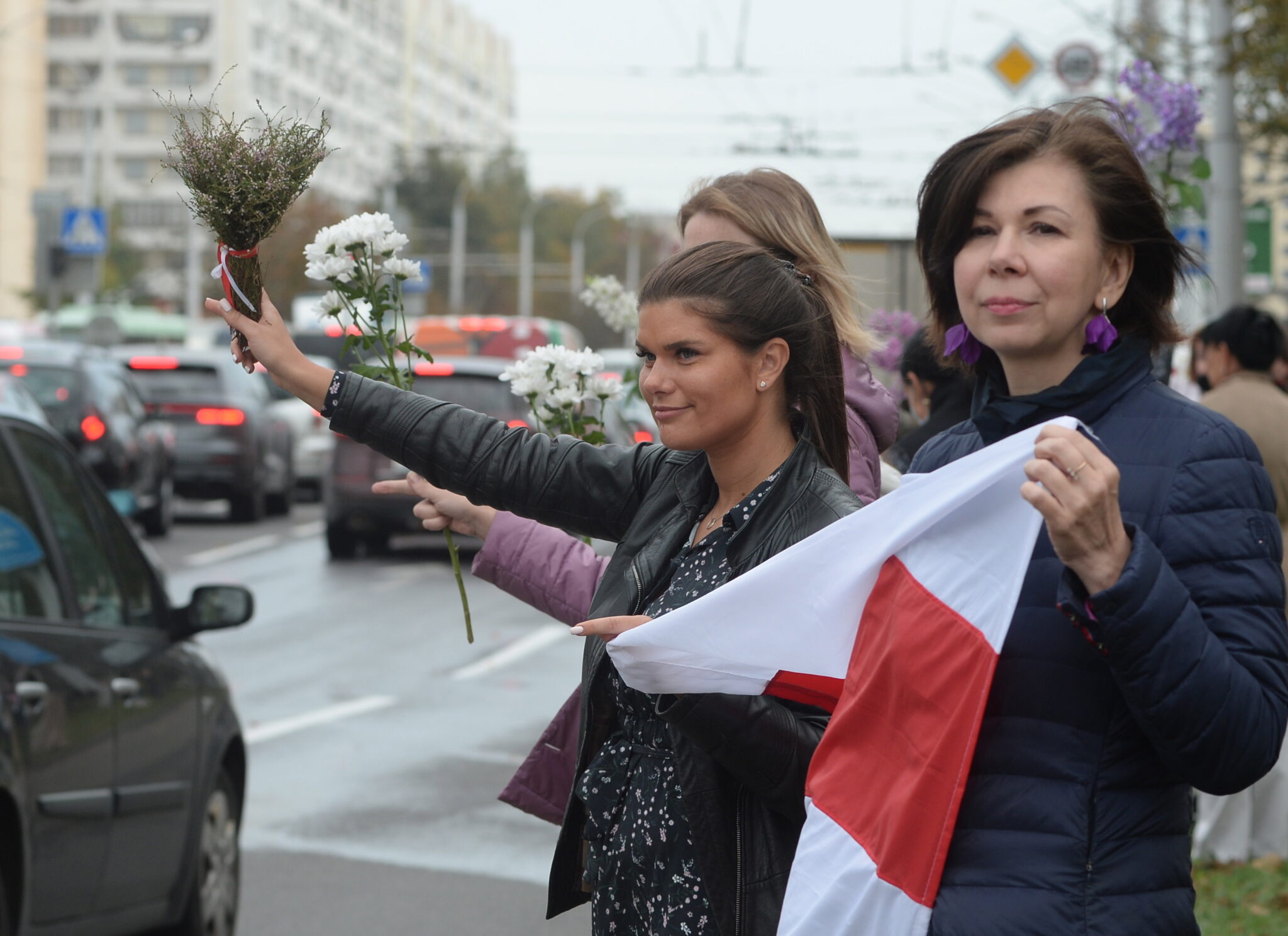 Жительницы Минска на акции 30 сентября. Фото EPA/STR/Scanpix/Leta