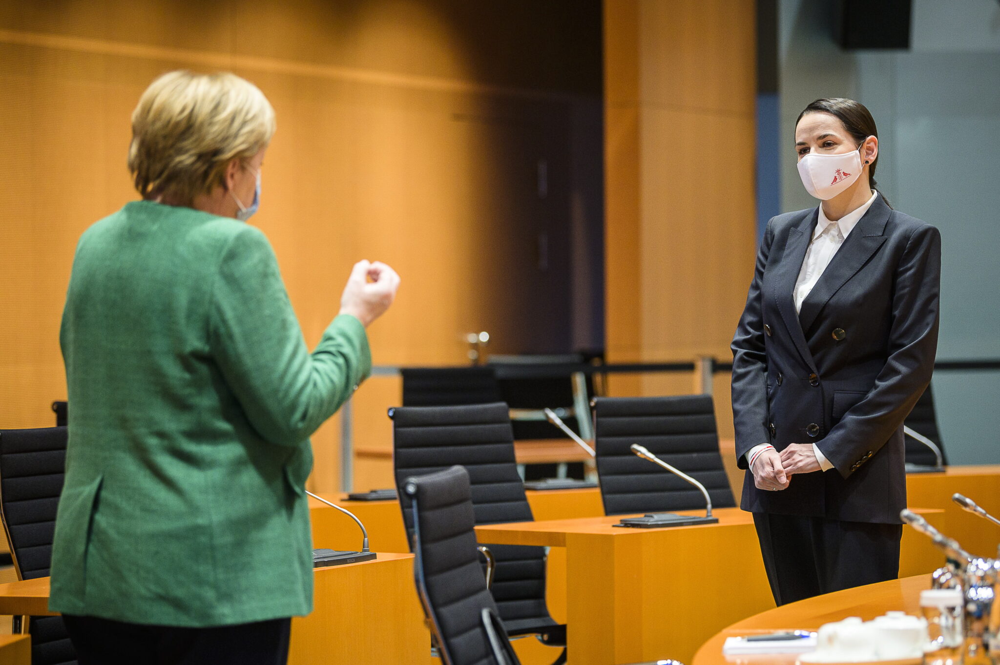 Ангела Меркель (слева) и Светлана Тихановская (справа). Фото EPA/Jesco Denzel /Scanpix/Leta