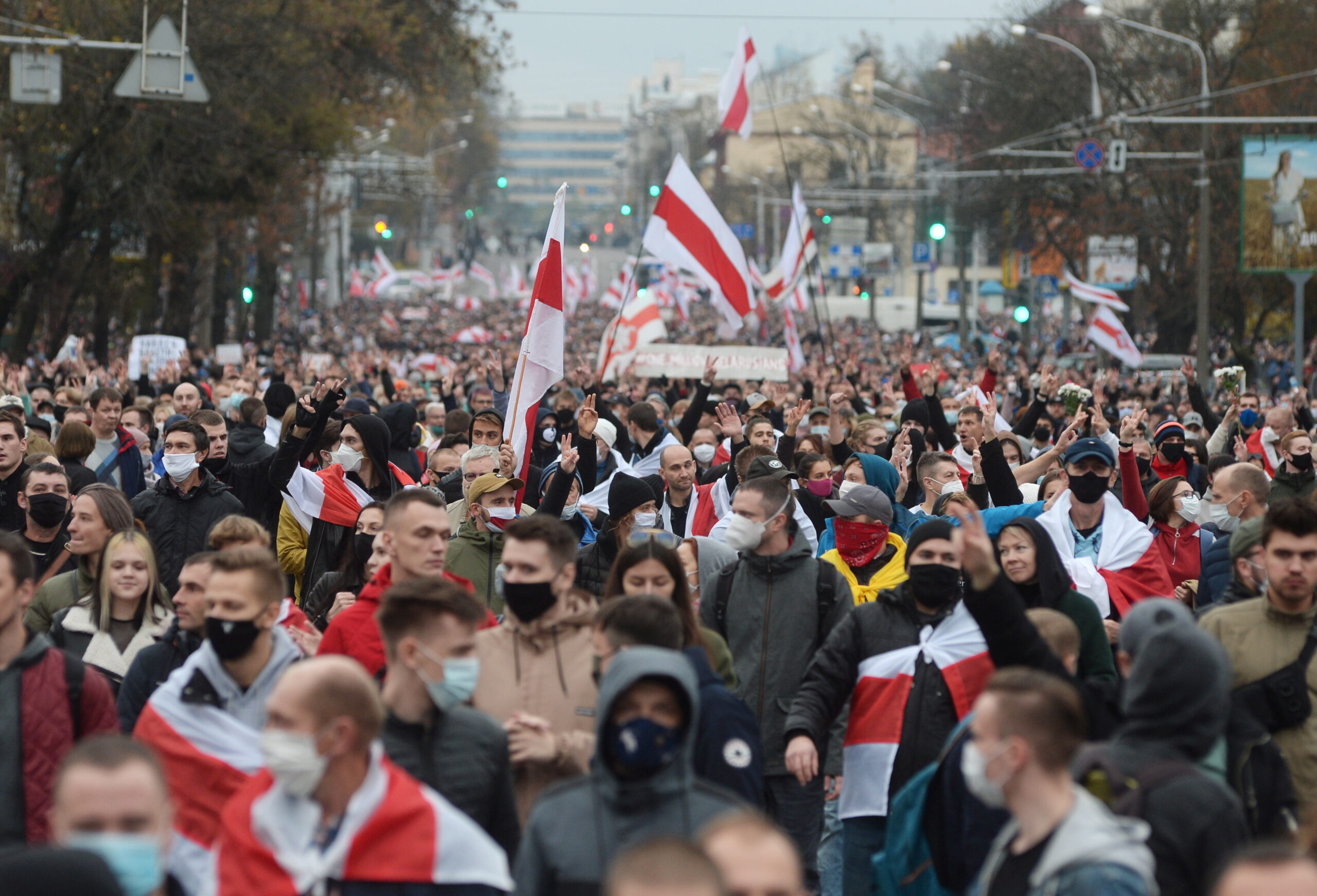 Акция в Минске стала самой массовой в начала октября. Фото EPA/STR/Scanpix/Leta