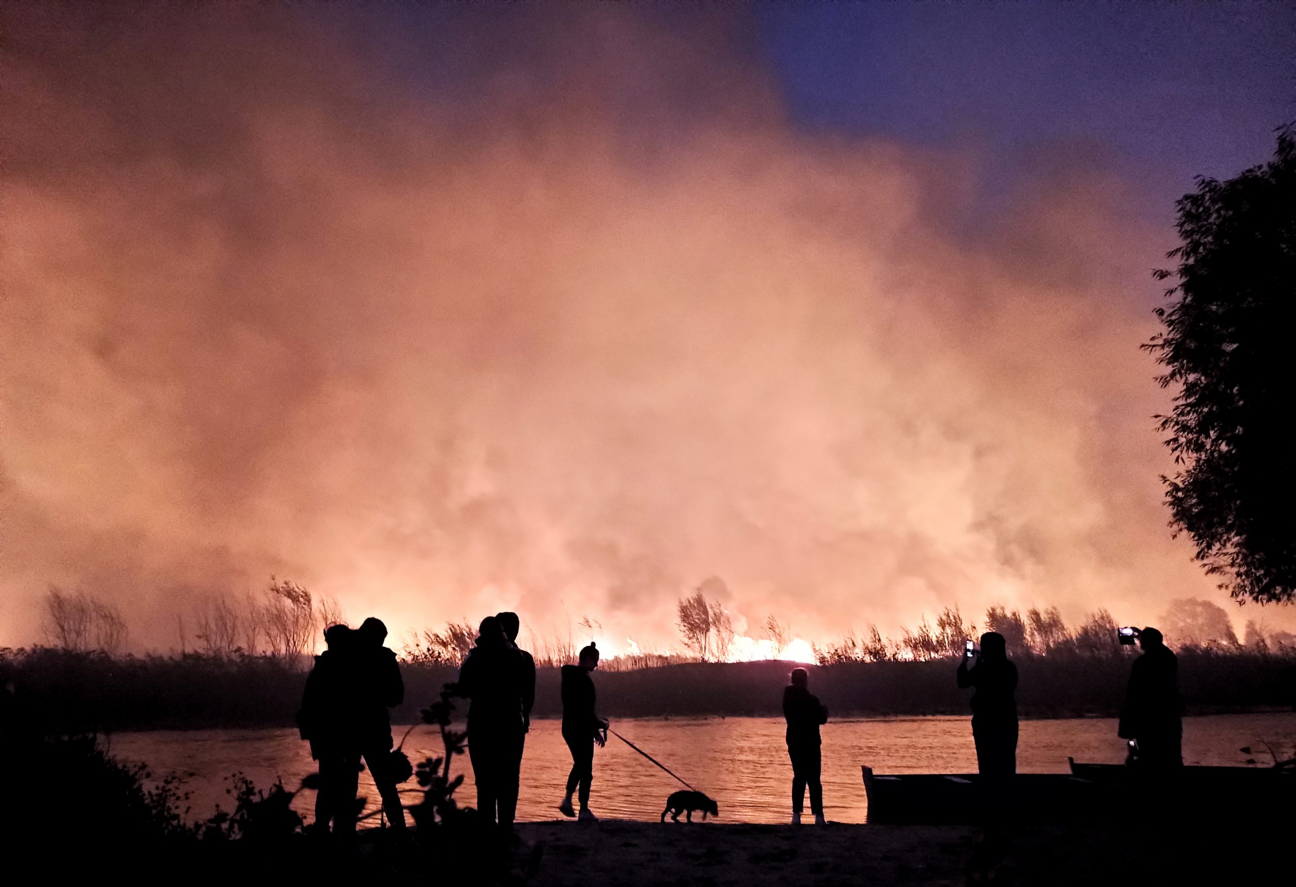 Жители деревни Отрадное Воронежской области смотрят на пожар. Фото Maxim Plotnikov/TASS/Scanpix/Leta