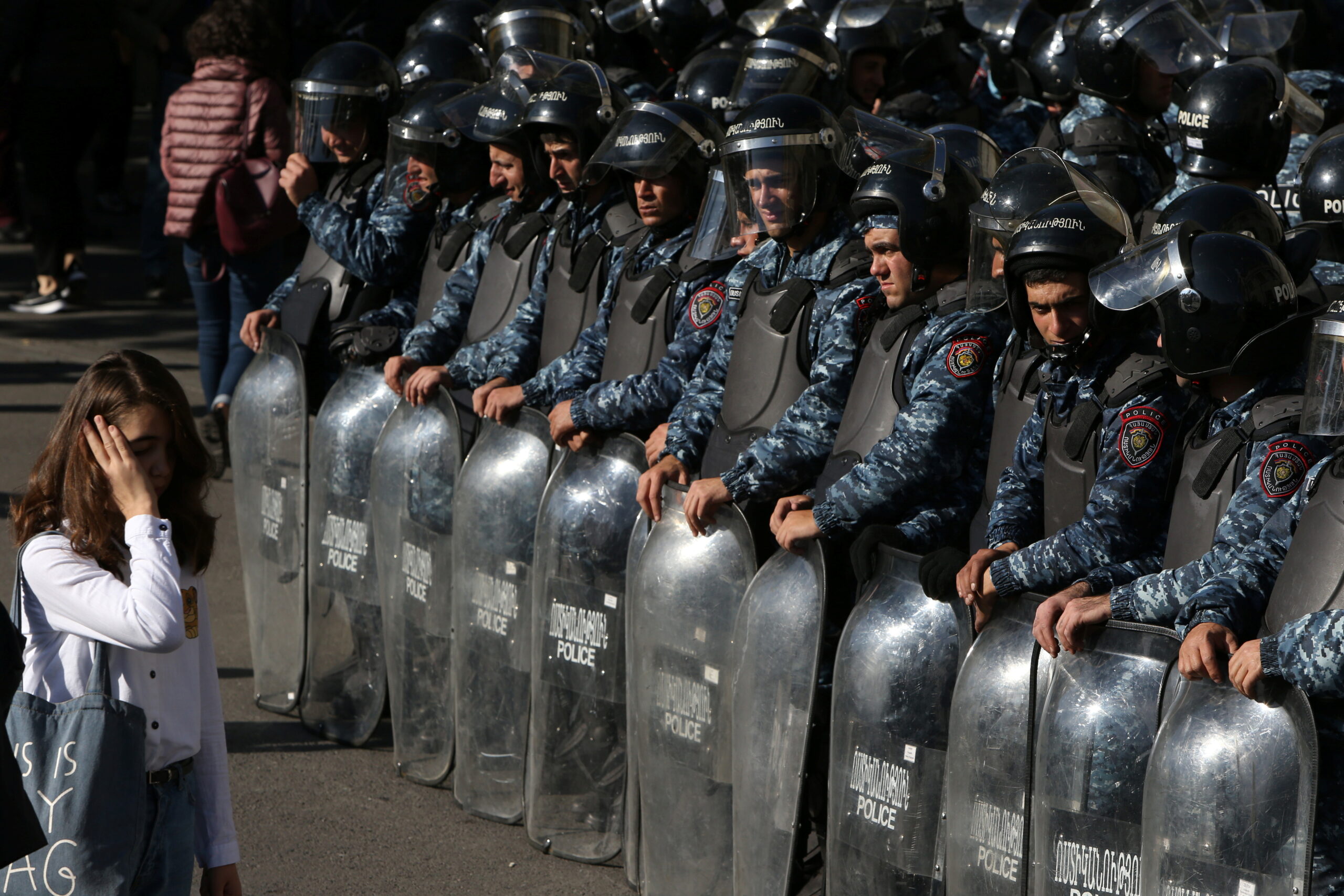 Военная полиция на акции протеста в Ереване. Фото  Vahram Baghdasaryan/Photolure via REUTERS/Scanpix