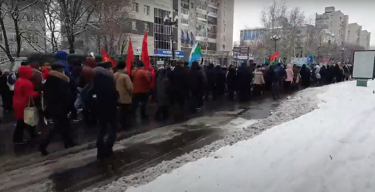 Акция протеста в Хабаровске 7 ноября. Скриншот видео YouTube Штаб Навального в Хабаровске