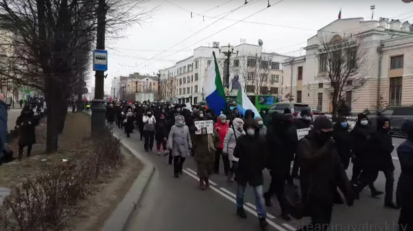 Акция протеста в Хабаровске 21 ноября. Фото Twitter @teamnavalnykhv