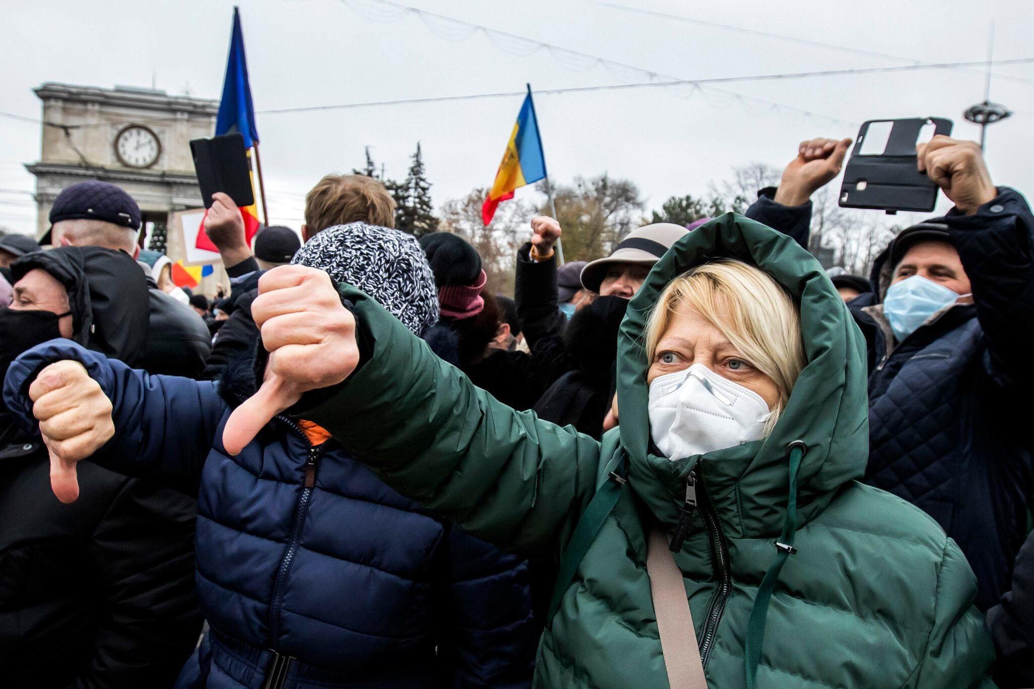 Участники акции протеста в Кишеневе. Фото AFP / Scanpix / Leta