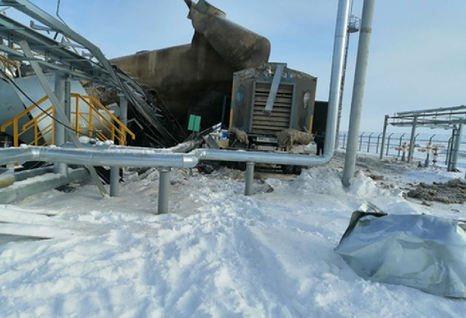 Место взрыва не нефтепрерабатывающем заводе в Татарстане. Фото TASS / Scanpix / Leta