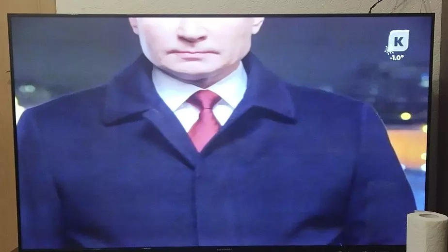 Новогоднее обращение Владимира Путина. Кадр калининградского телеканала "Каскад"