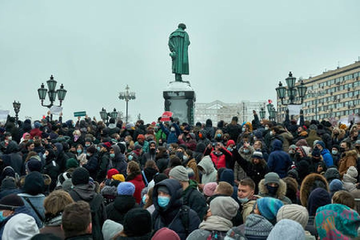 Акция протеста 23 января на Пушкинской площади в Москве. Фото ZUMAPRESS / Scanpix / Leta