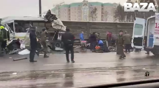 Авария на Новорижском шоссе. Скриншот видео Telegram Baza