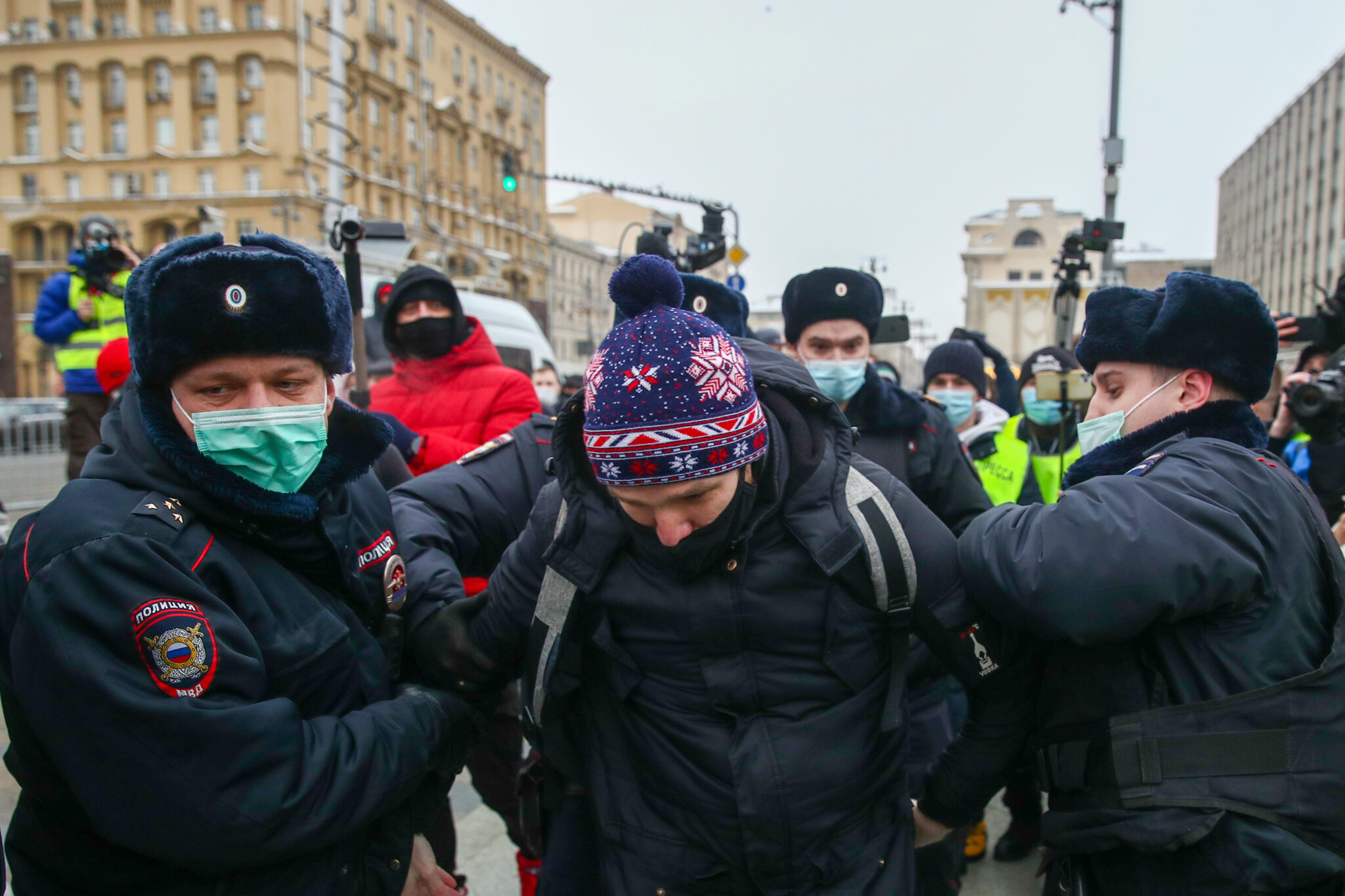 Задержание на акции в Москве. Фото Sergei Bobylev / TASS / Scanpix / Leta