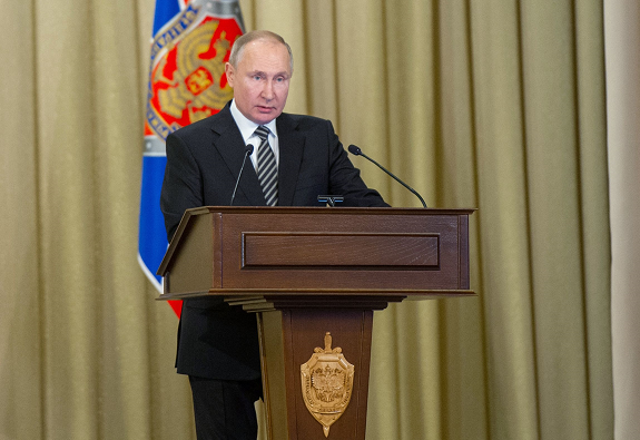 Выступление Владимира Путина на заседании коллегии ФСБ 24 февраля 2021 года. Фото AFP / Scanpix / Leta
