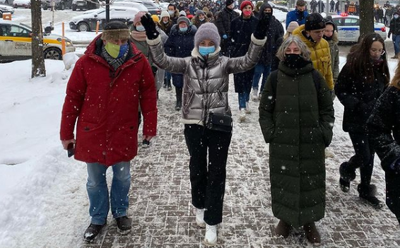 Юлия Навальная на акции протеста 31 января. Фото из Instagram-аккаунта Юлии Навальной