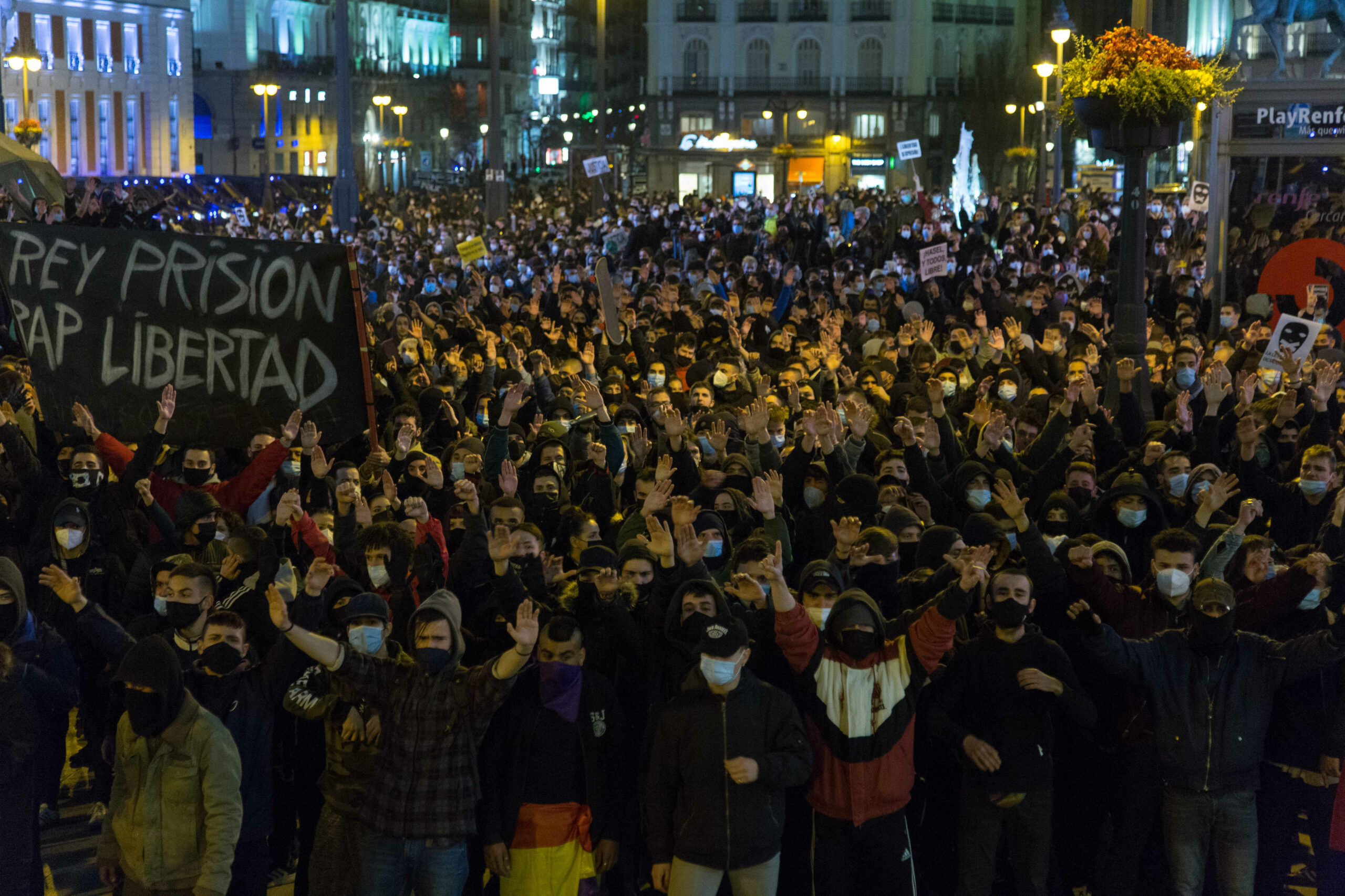 Акция в поддержку Хаселя в центер Мадрида. Фото Fer Capdepon Arroyo/Pacific Press via ZUMA Wire/Scanpix/Leta 