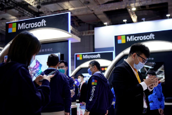 Стенд Microsoft на выставке International Import Expo (CIIE) в Шанхае в ноябре 2020 года. Фото Reuters / Scanpix / Leta
