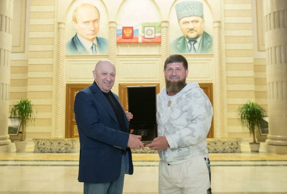 Евгений Пригожин (слева) и Рамзан Кадыров. Фото из Telegram Кадырова