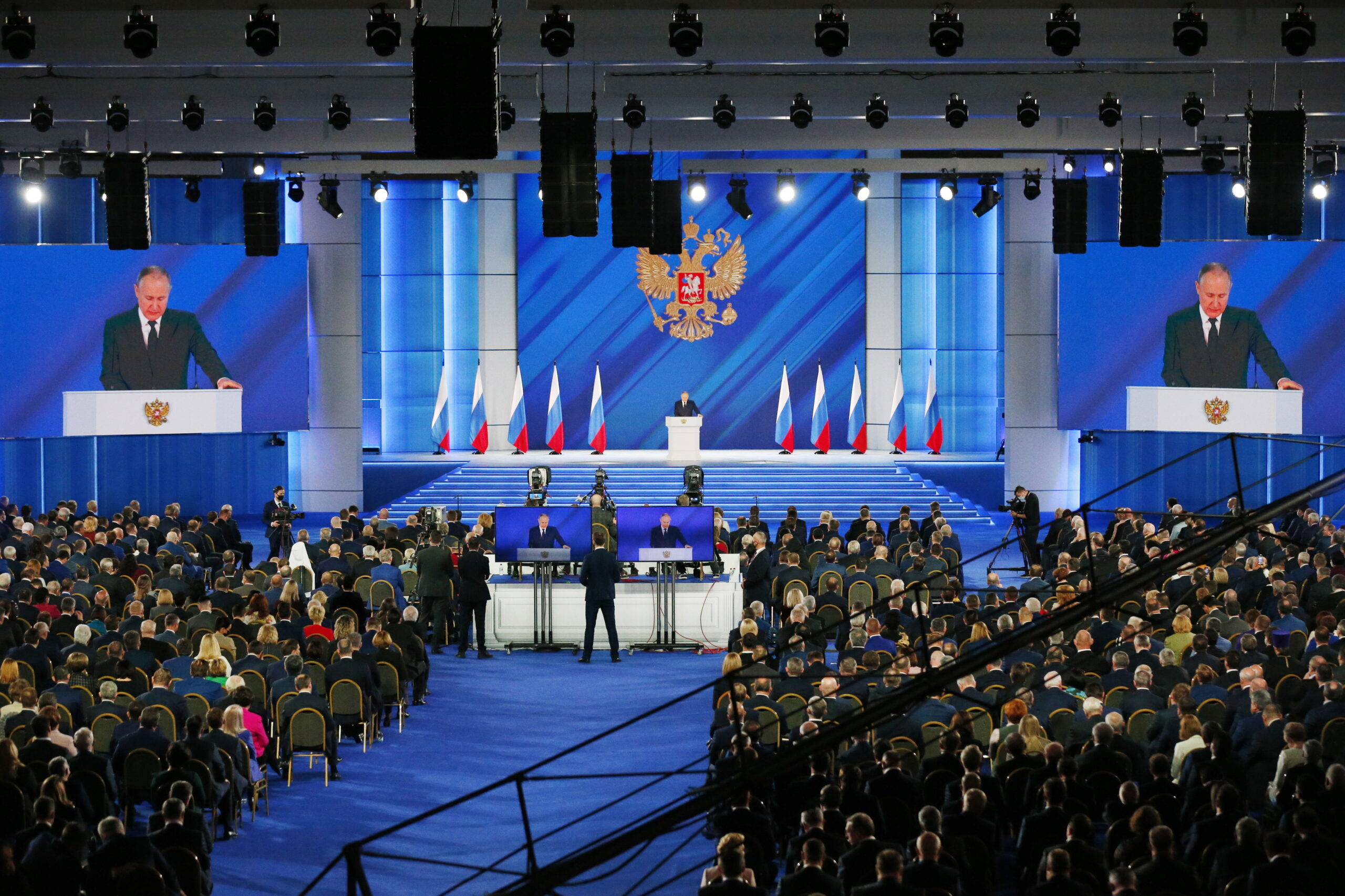 Оглашение послания Путину Федеральному собранию. Фото ALEXANDER ZEMLIANICHENKO / AP POOL / TASS / Scanpix / Leta