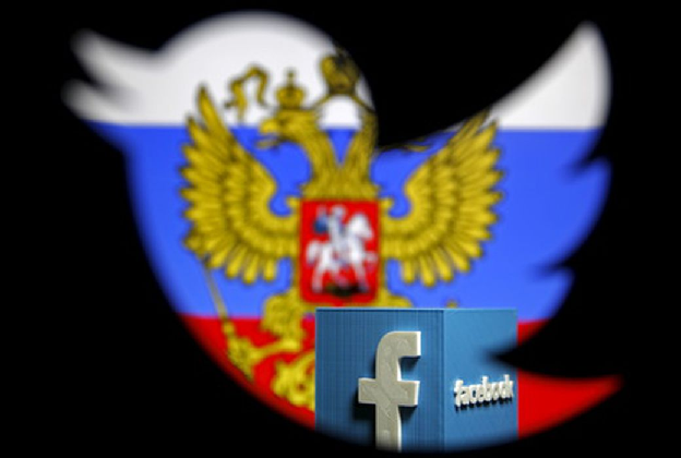 Герб России и логотипы социальных сетей. Коллаж Reuters/Scanpix/Leta